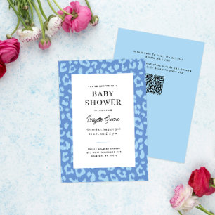 Invitation Baby shower Poster de animal Blue Leopard