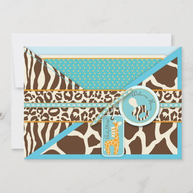 Invitation Baby shower Poster de animal  de Giraffe & Pacifie (Devant)