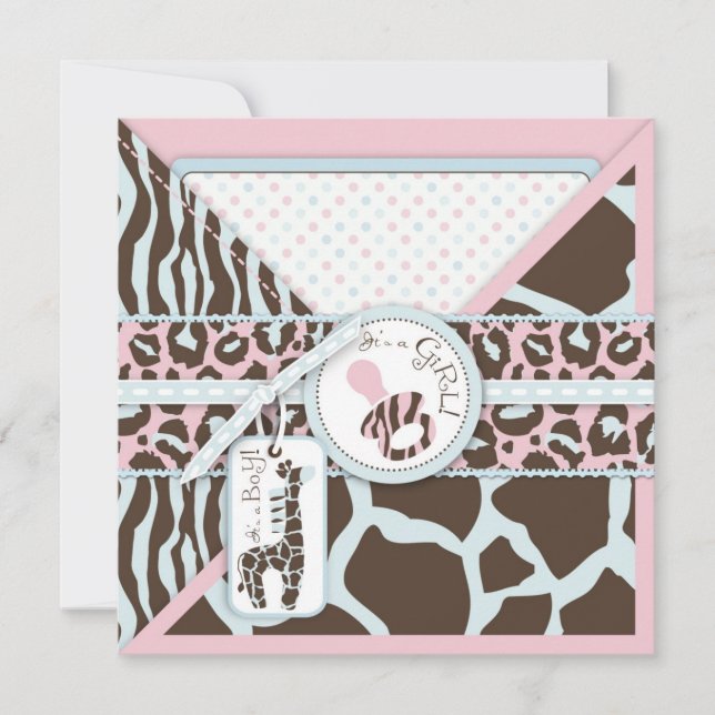Invitation Baby shower Poster de animal  de Giraffe & Pacifie (Devant)