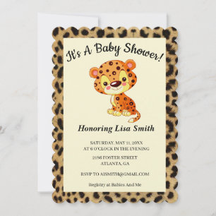 Invitation Baby shower Poster de animal de Leopard