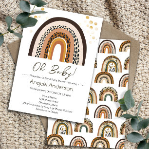 Invitation Baby shower Poster de animal Rainbow Boho