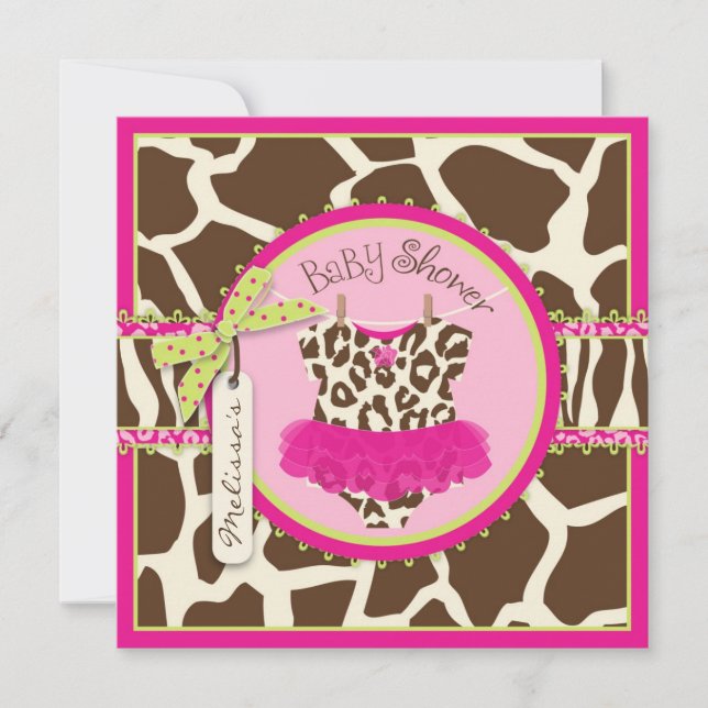 Invitation Baby shower Poster de animal Tutu Safari (Devant)