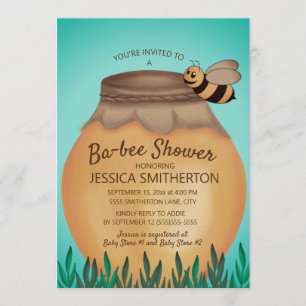 Invitation Baby Shower Pot de Miel et Bébé Abeille