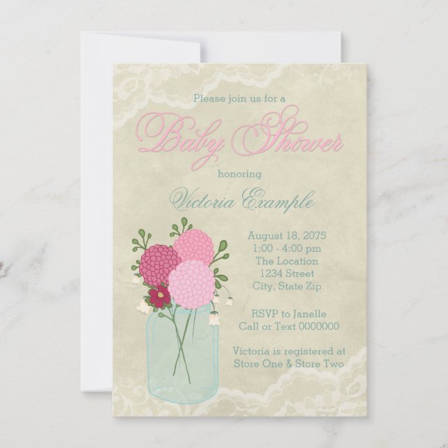 Invitation Baby Shower Pot Mason (Devant)