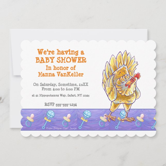 Invitation Baby Shower Poulet Mignon (Devant)