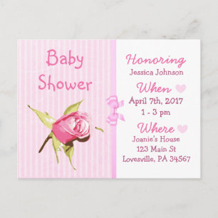 Invitation Baby shower poupée rose bébé fille