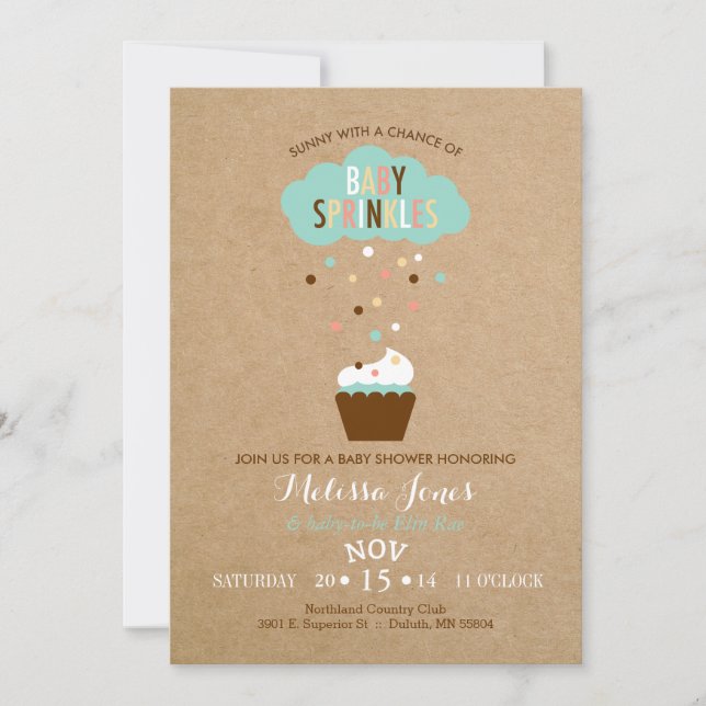 Invitation Baby shower pour bébé Cupcake (Devant)