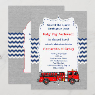 Invitation Baby shower pour bébé de camion incendi