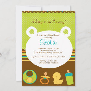 Invitation Baby shower pour bébé doux Icons pour fille ou gar