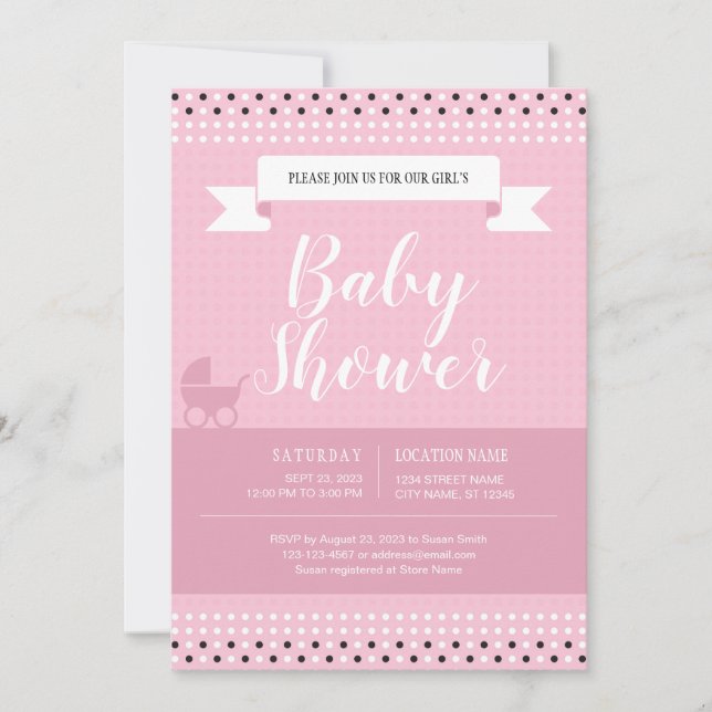 Invitation baby shower pour bébé fille (Devant)