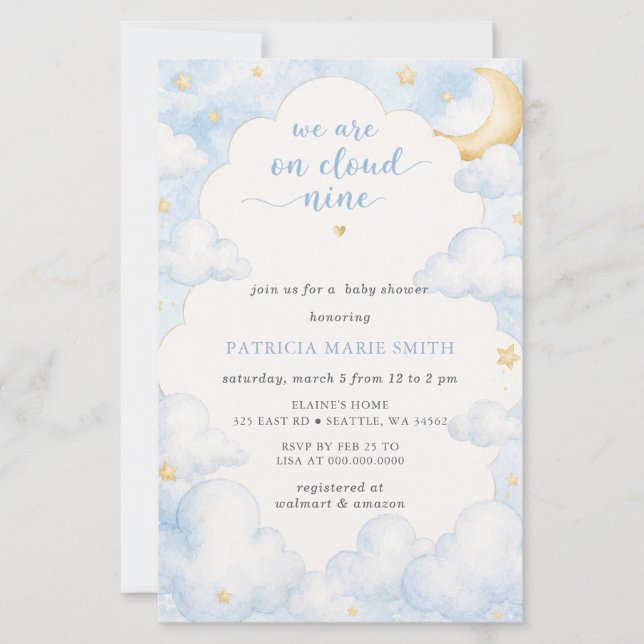 Invitation Baby Shower pour bébé garçon Budget Clo (Devant)
