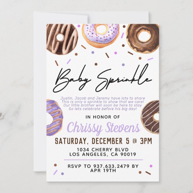 Invitation Baby shower pour bébés Donut Sprinkl (Devant)