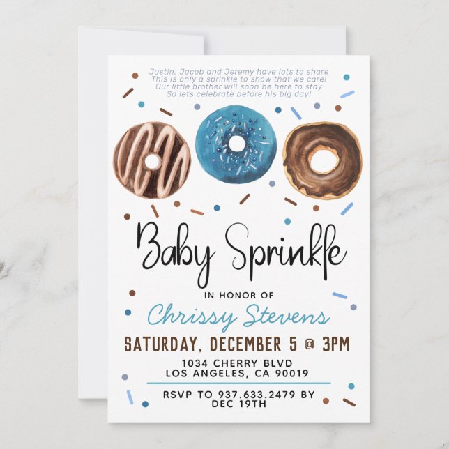 Invitation Baby shower pour bébés Donut Sprinkl (Devant)