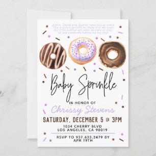 Invitation Baby shower pour bébés Donut Sprinkl
