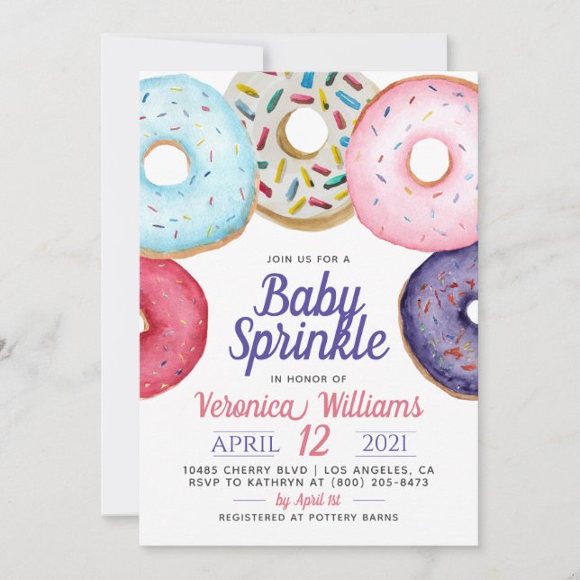 Invitation Baby shower pour bébés Donut Sprinkl (Devant)