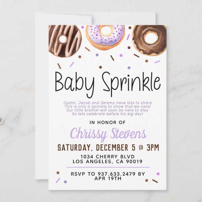 Invitation Baby shower pour bébés Donut Sprinkl (Devant)