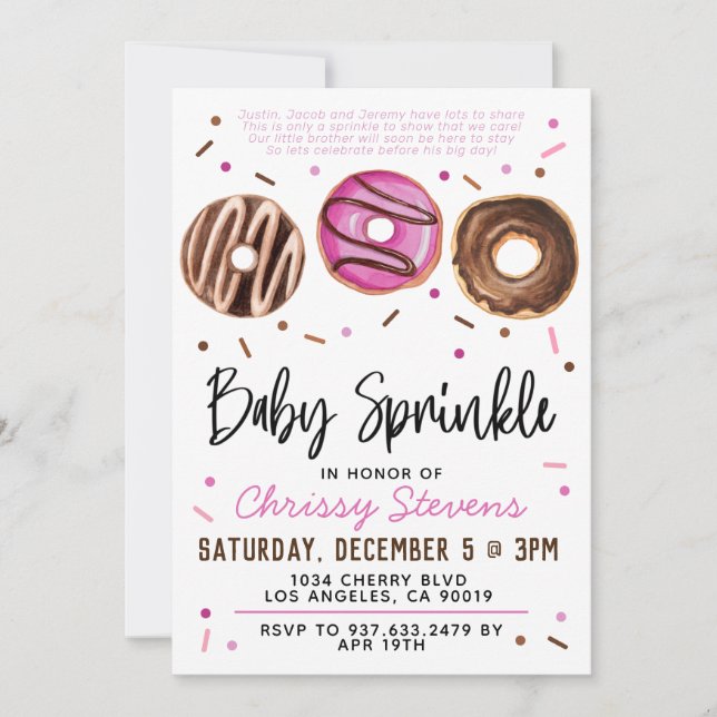 Invitation Baby shower pour bébés Donut Sprinkl (Devant)