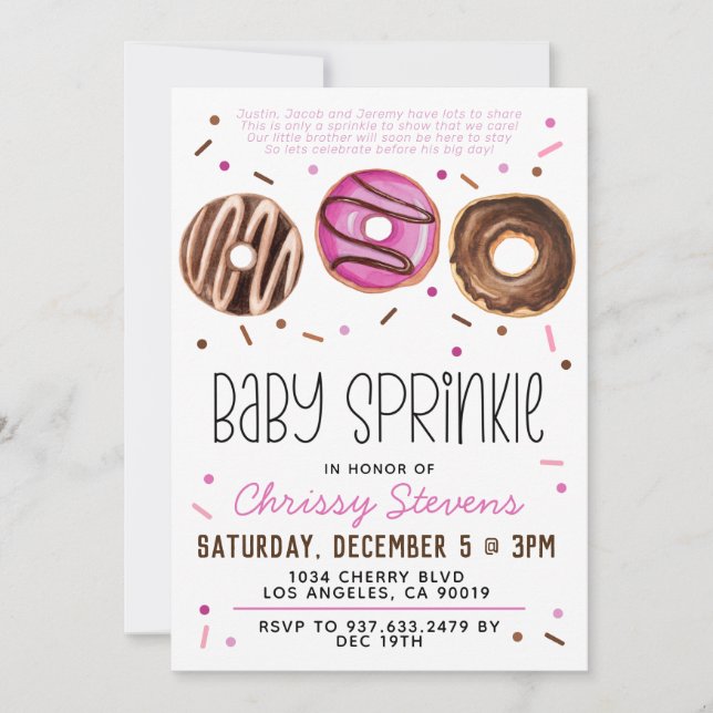 Invitation Baby shower pour bébés Donut Sprinkl (Devant)