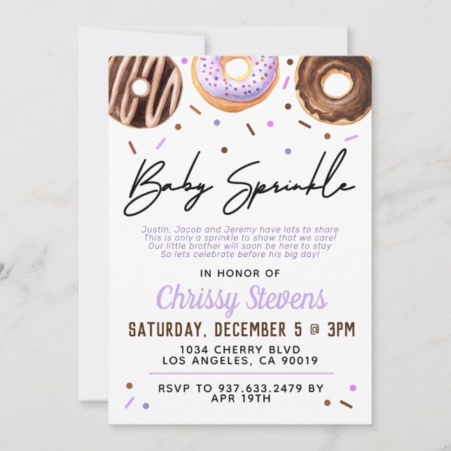 Invitation Baby shower pour bébés Donut Sprinkl (Devant)