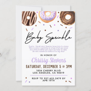Invitation Baby shower pour bébés Donut Sprinkl
