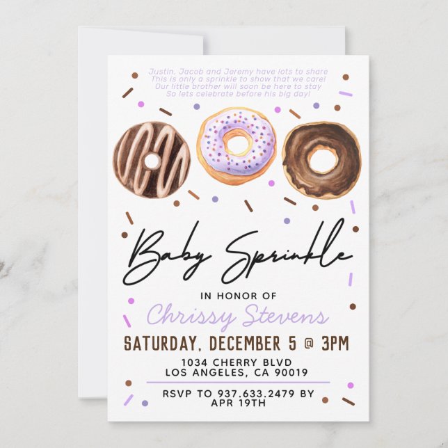 Invitation Baby shower pour bébés Donut Sprinkl (Devant)