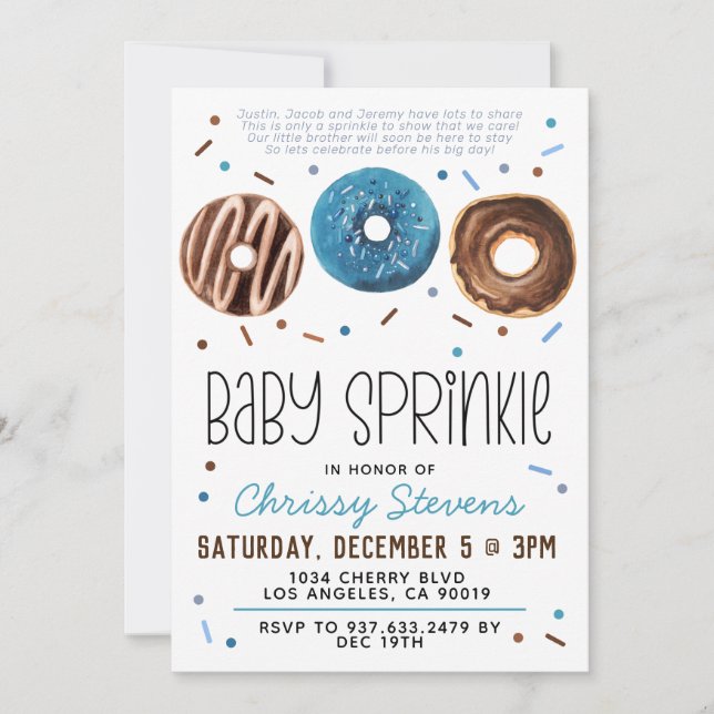 Invitation Baby shower pour bébés Donut Sprinkl (Devant)