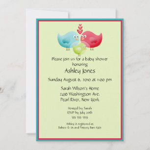 Invitation Baby shower pour bébés oiseaux