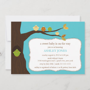 Invitation Baby shower pour bébés oiseaux