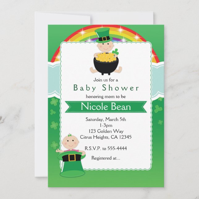 Invitation Baby shower pour bébés St. Patrick's Day Invitatio (Devant)
