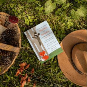 Invitation Baby shower pour bébés Woodland