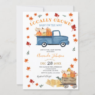Invitation Baby shower pour Citrouille Camion à croissance lo
