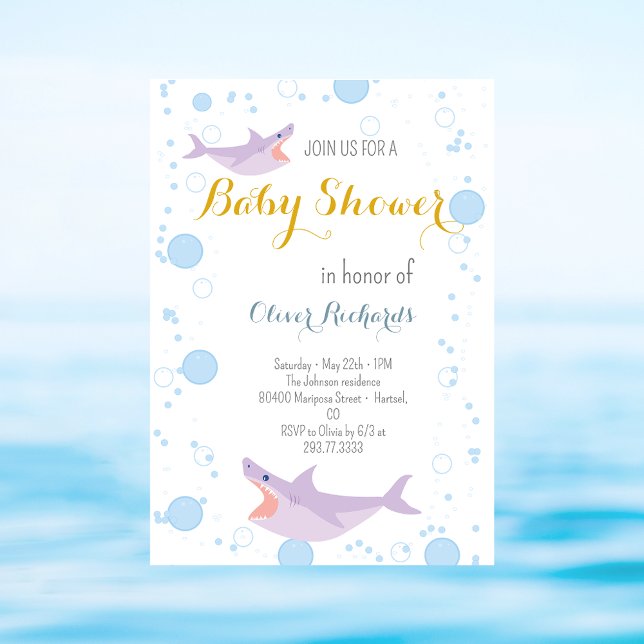 Invitation Baby shower pour enfants de Shark Summer Party (Créateur téléchargé)
