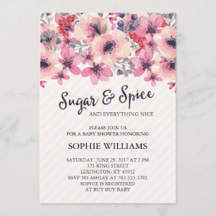 Invitation Baby shower pour filles à sucre et épices