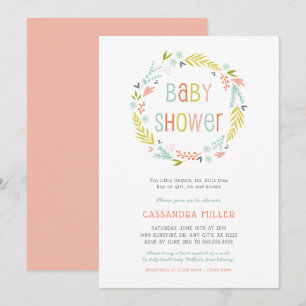 Invitation Baby shower pour filles de germes de printemps