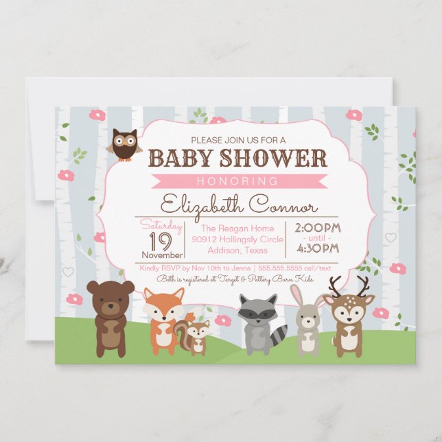 Invitation Baby shower pour filles du printemps ou de l'été (Devant)