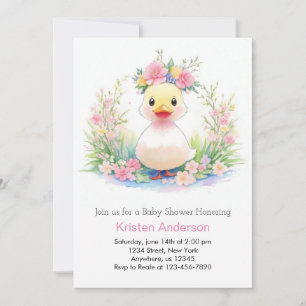Invitation Baby shower pour filles Sunshine and Ducklings