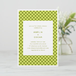 Invitation Baby Shower pour futurs parents avec motif Damier