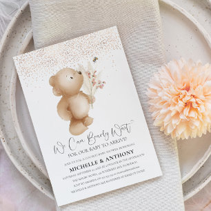 Invitation Baby Shower pour futurs parents Ours & Abeille