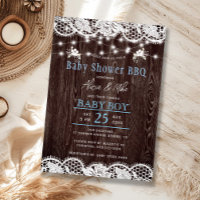 Baby shower pour garçon avec BBQ en bois rustique