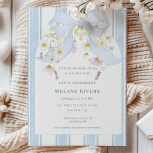 Invitation Baby shower pour garçon avec un joli nœud bleu