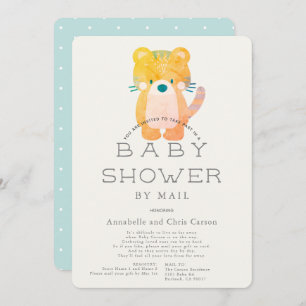 Invitation Baby shower pour garçon bleu tigre par courrier