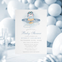 Baby shower pour garçon d'aquarelle d'avion vintag