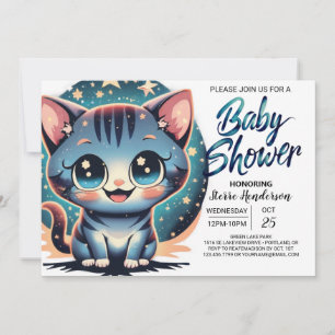 Invitation Baby shower pour garçon numérique de chats mignons