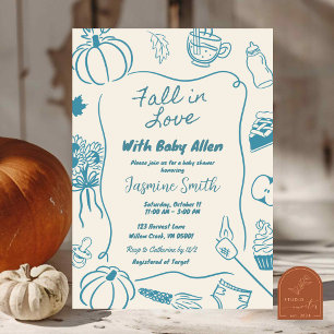 Invitation Baby-Shower pour Garçon Tomber en Amour Dessiné à 