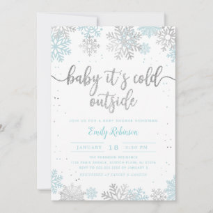 Invitation Baby shower Pour Garçons D'Hiver Blue Et Silver Sn