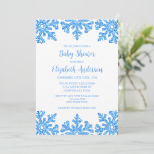 Invitation Baby shower pour garçons d'hiver Blue Snowflake