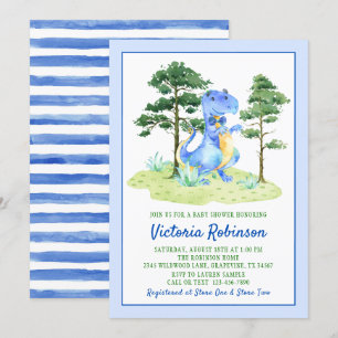 Invitation Baby shower pour garçons Dinosaur Aquarelle