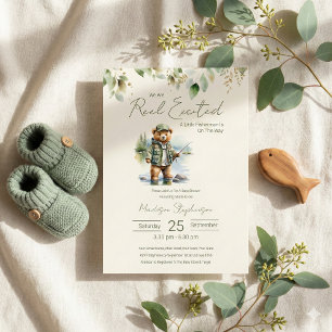 Invitation Baby shower pour garçons excités de rouleaux de pê