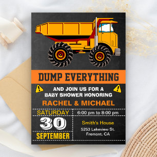 Invitation Baby Shower pour la construction d'un camion à ben