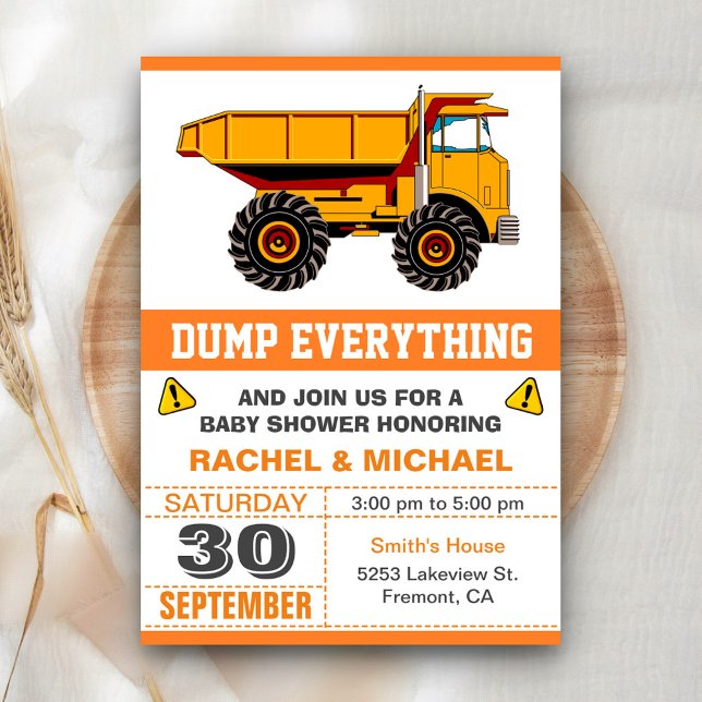Invitation Baby Shower pour la construction d'un camion à ben (Créateur téléchargé)